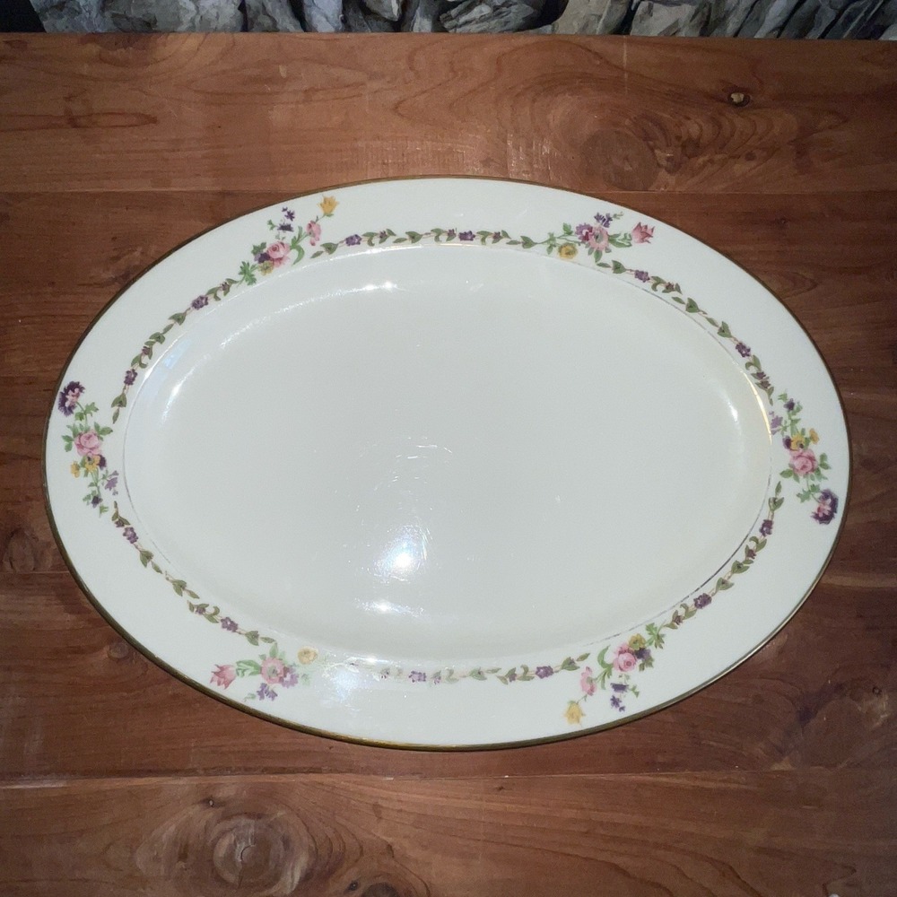 Vintage Lamberton Ivory China Doris Pattern Porcelain Serving Oval Platter